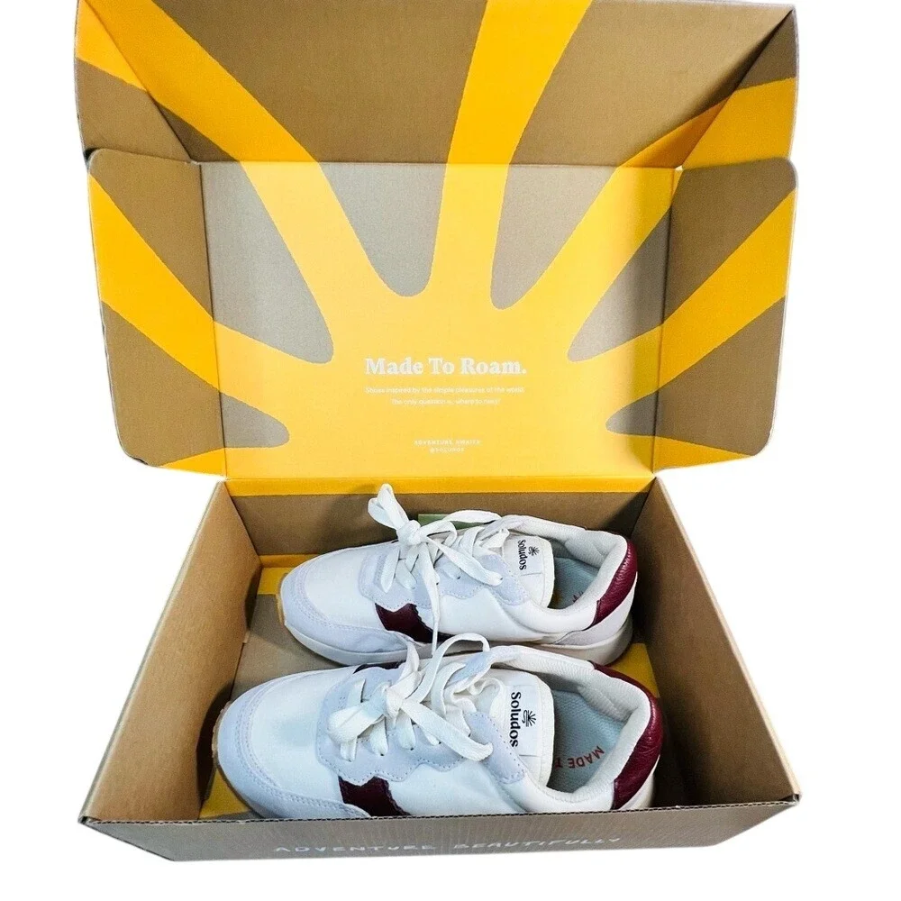 Soludos Paradiso Retro Sneakers, Women's,‎ Color White/Wine, Size 7